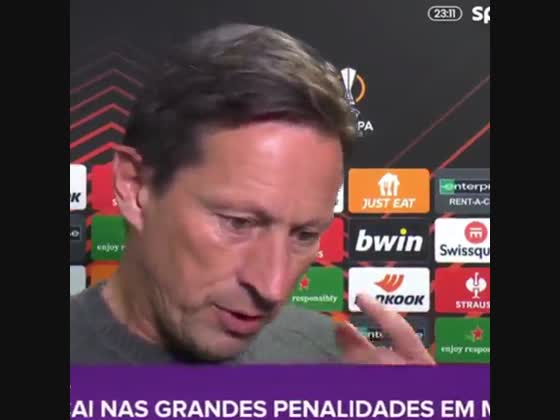 Excerto da flash interview de Roger Schmidt no pós Marselha-Benfica